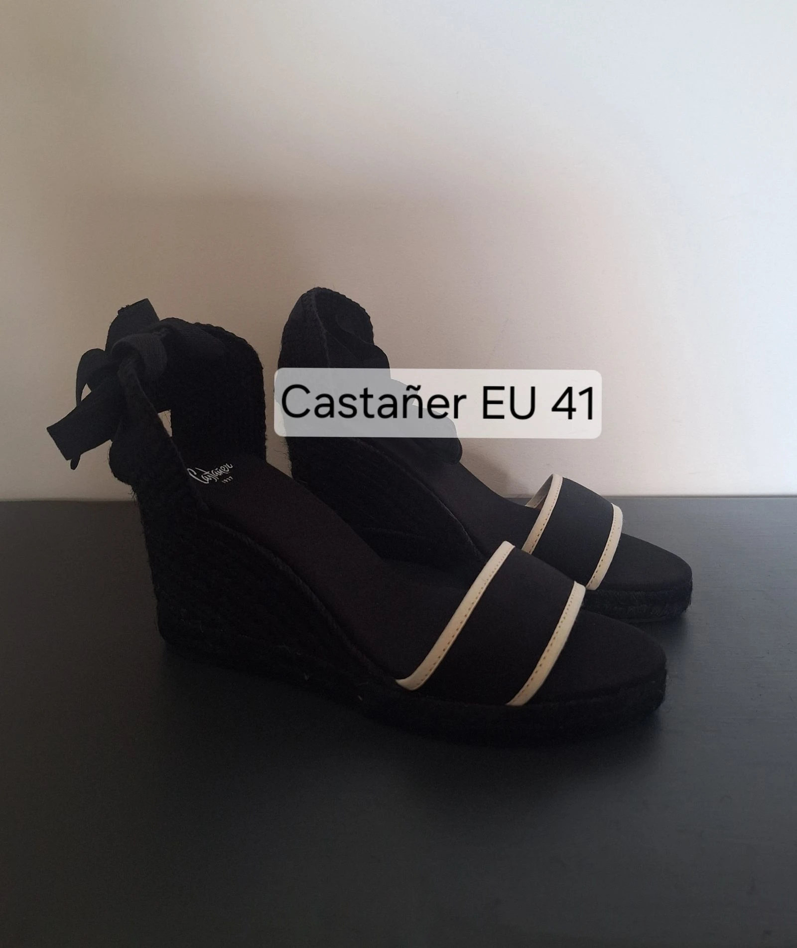 Castañer zwart met crème espadrilles / sleehakken maat 41